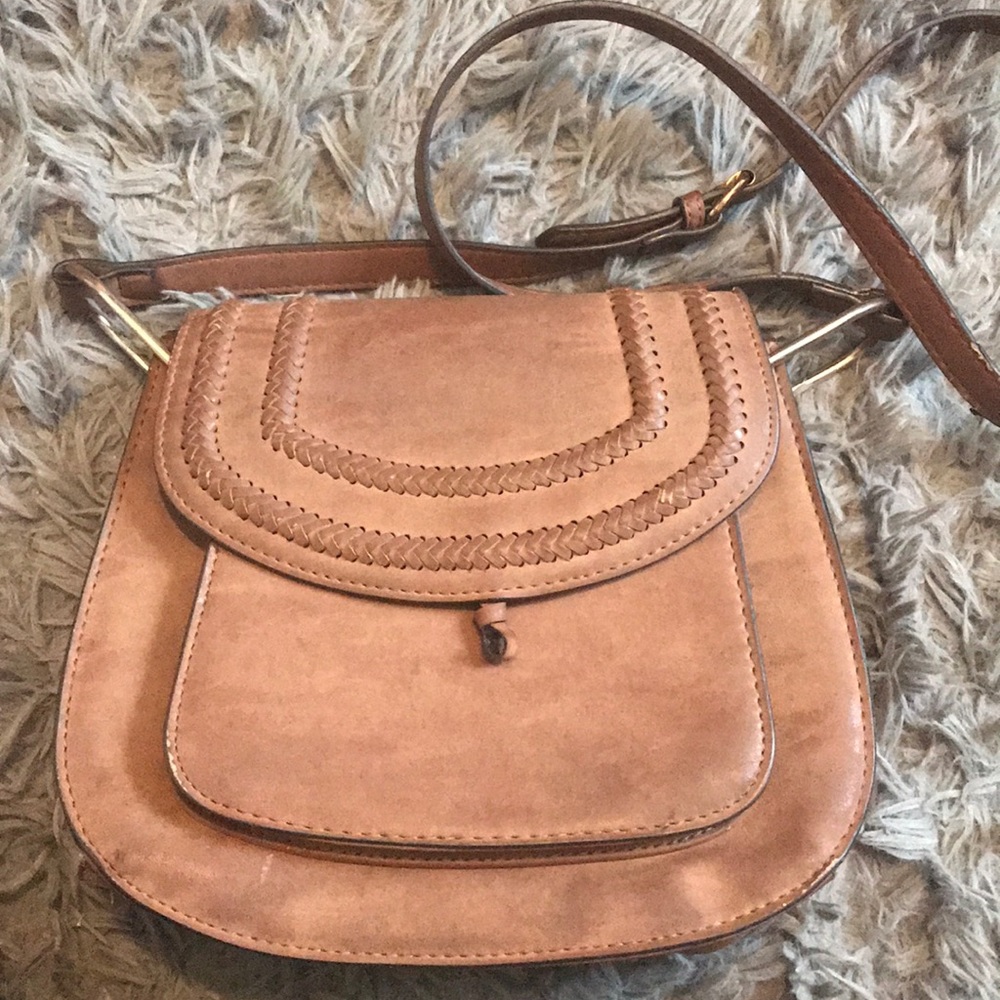 Brown leather satchel bag